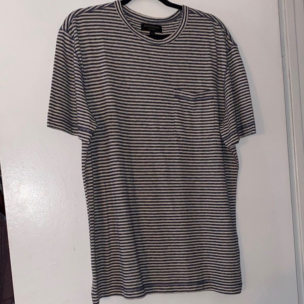 Banana Republic men’s linen blend stripe pocket tee L tall